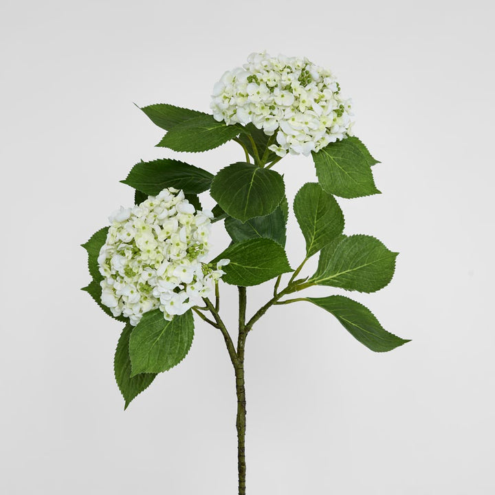 Hydrangea with Leaves 90cm White