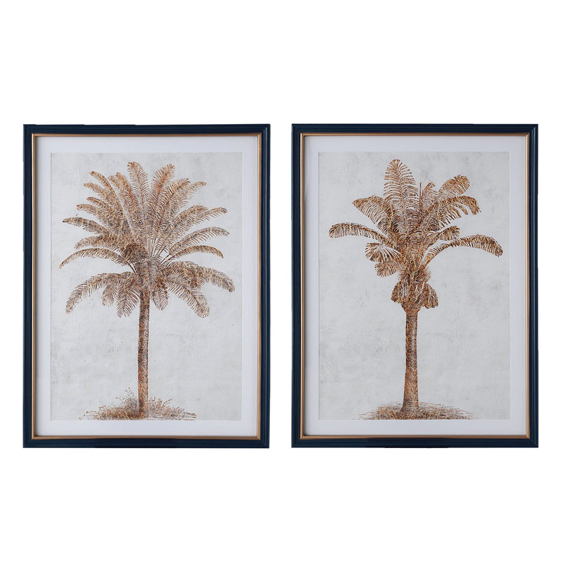 Luxe Golden Palms In Navy Frame With Gold Set 2