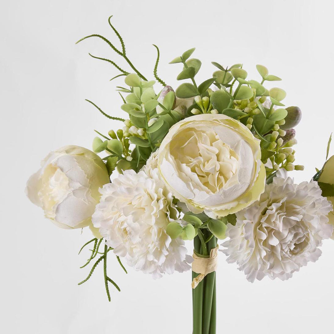 Marigold Peony Bouquet 32cm White