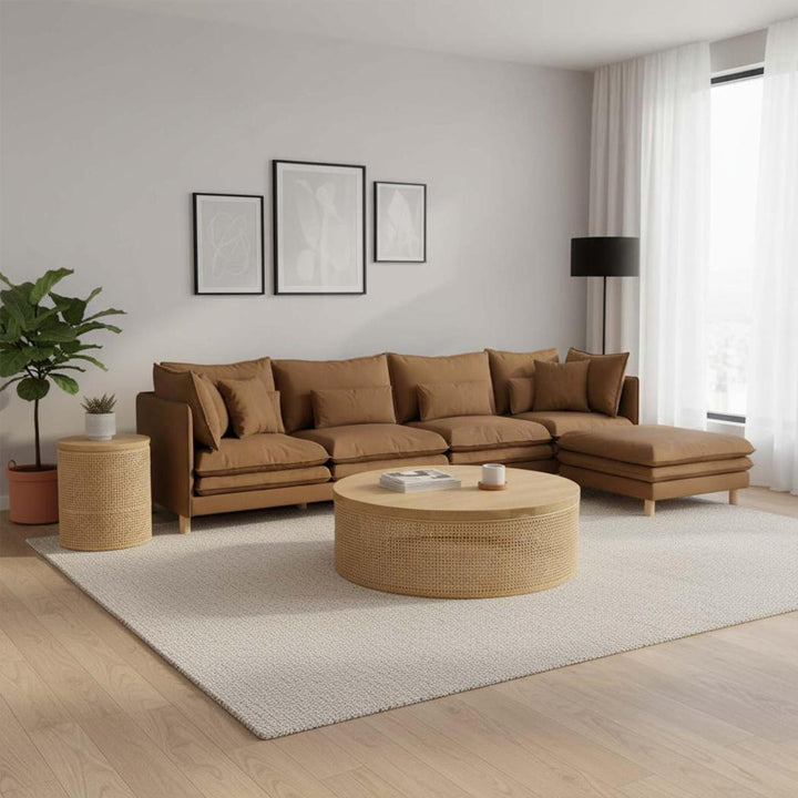 Aura Ottoman With Cover Brown