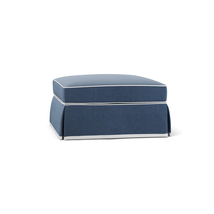 Noosa Hamptons Ottoman Navy W/White Piping