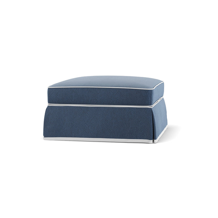 Noosa Hamptons Ottoman Navy W/White Piping