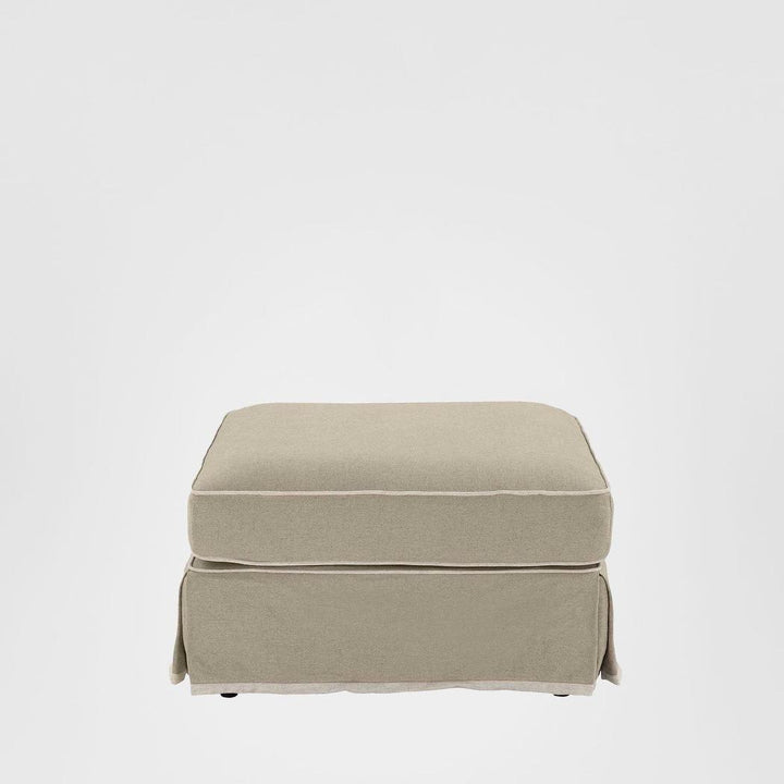 Noosa Hamptons Ottoman Natural W/White Piping