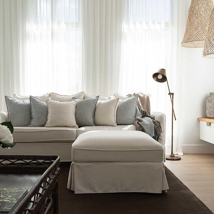 Noosa Hamptons Ottoman Ivory