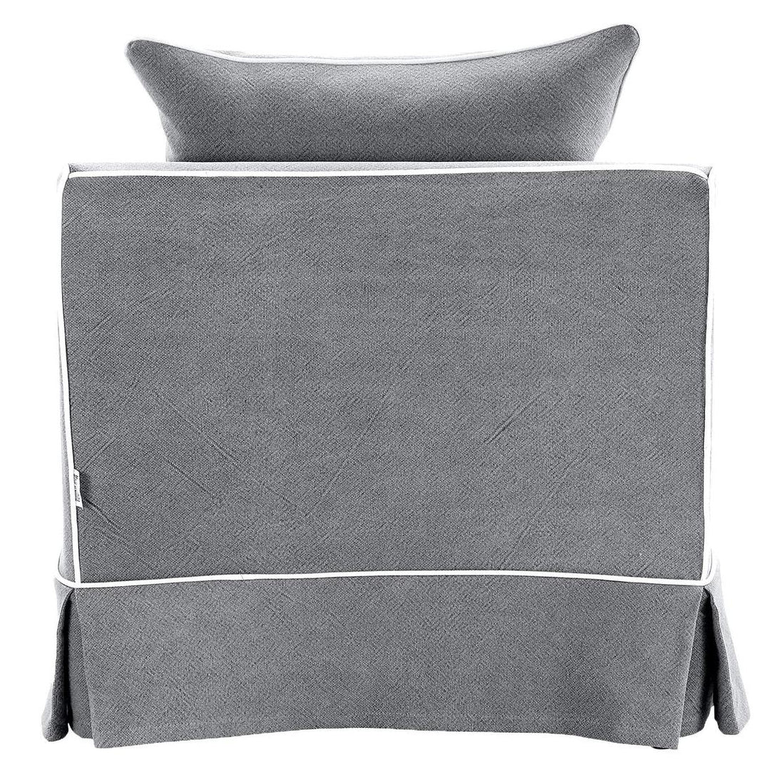 Noosa Hamptons Armchair Grey W/White Piping
