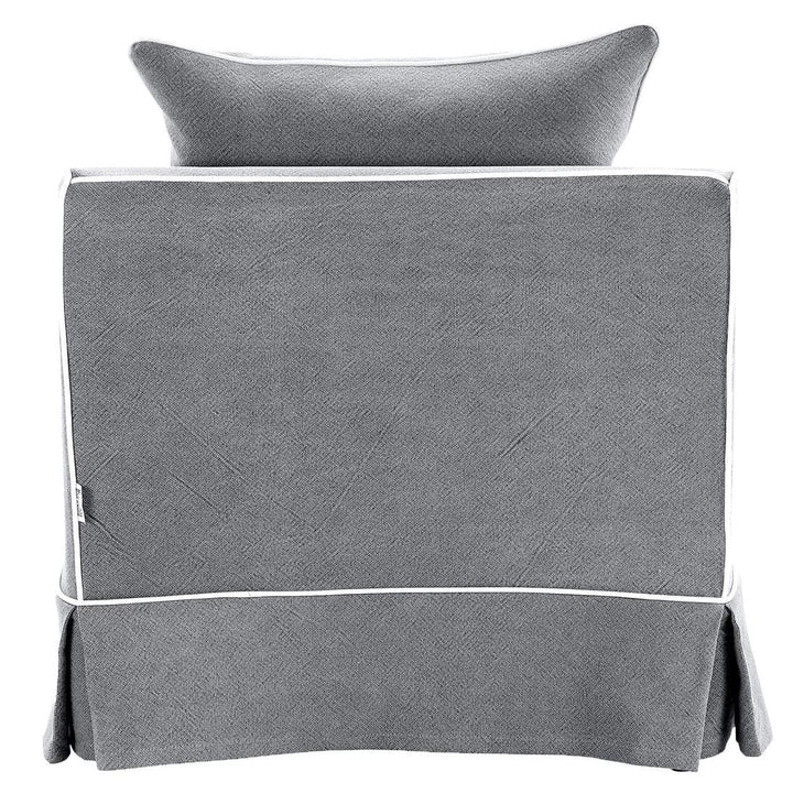 Noosa Hamptons Armchair Grey W/White Piping