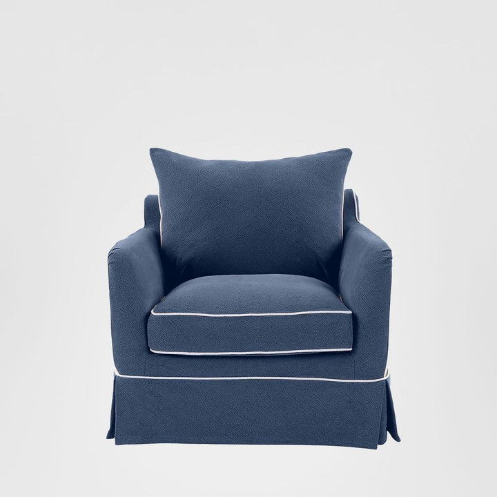 Noosa Hamptons Armchair Navy W/White Piping