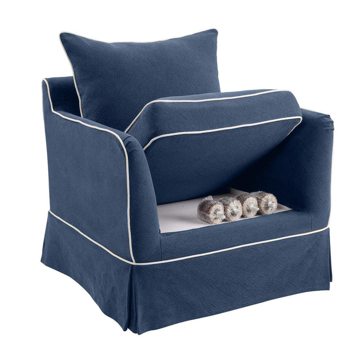 Noosa Hamptons Armchair Navy W/White Piping