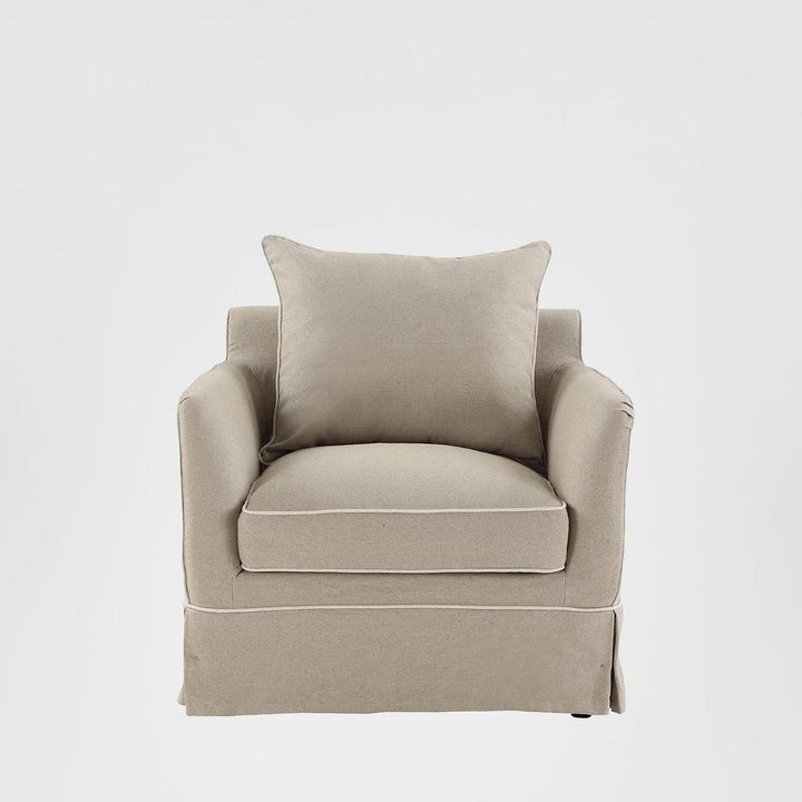 Noosa Hamptons Armchair Natural W/White Piping