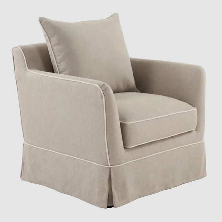 Noosa Hamptons Armchair Natural W/White Piping