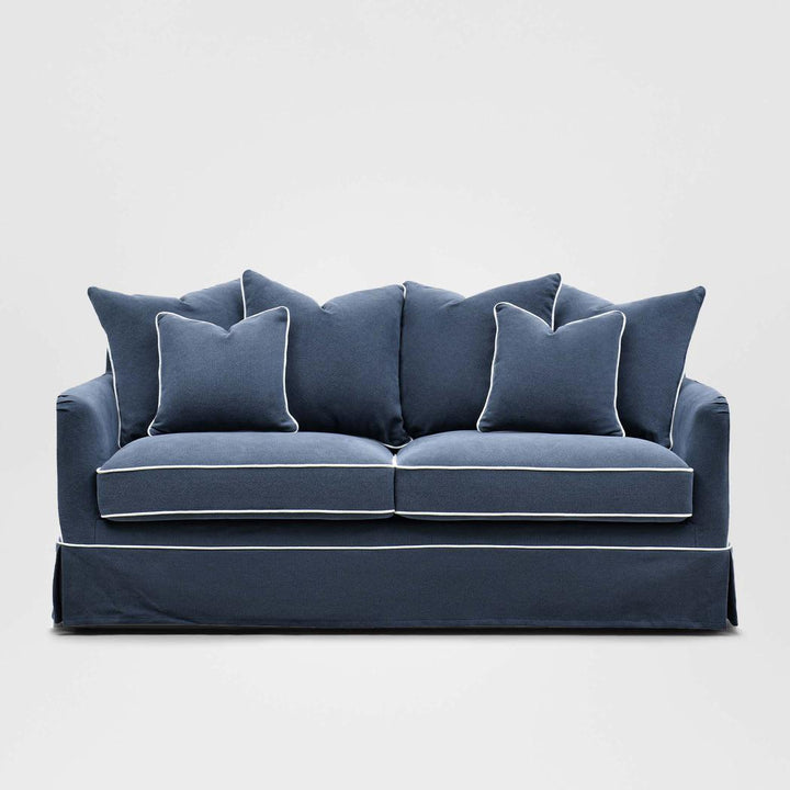 Noosa Hamptons 2.5 Seat Sofa Navy W/White Piping