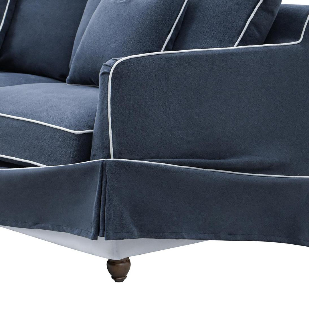 Noosa Hamptons 2.5 Seat Sofa Navy W/White Piping