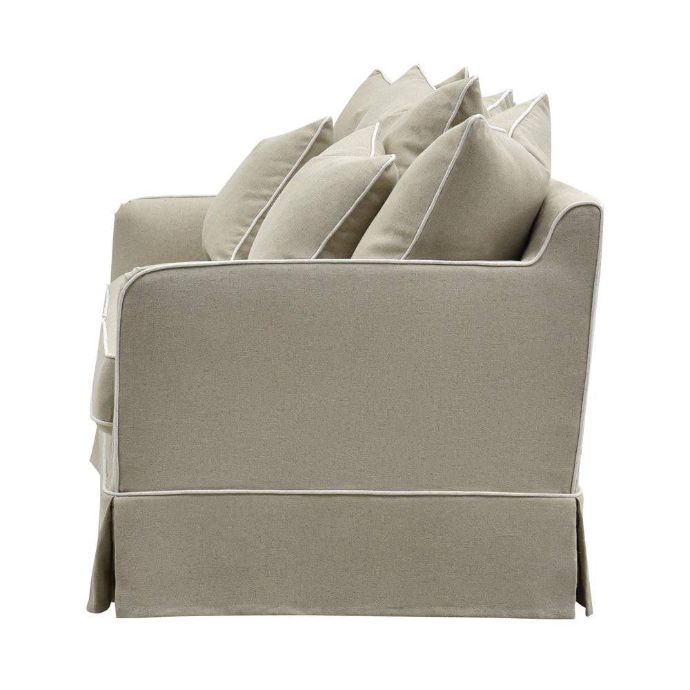 Noosa Hamptons 2 Seat Sofa Natural W/White Piping