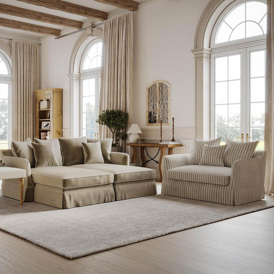 Noosa Hamptons 1.5 Seat Sofa Bed Natural Stripe