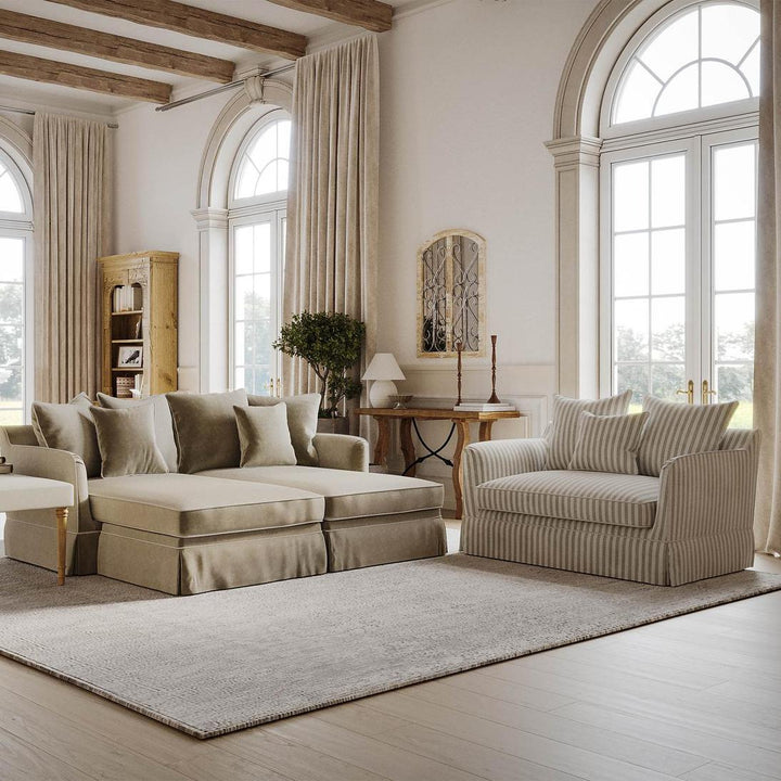 Noosa Hamptons 1.5 Seat Sofa Bed Natural Stripe