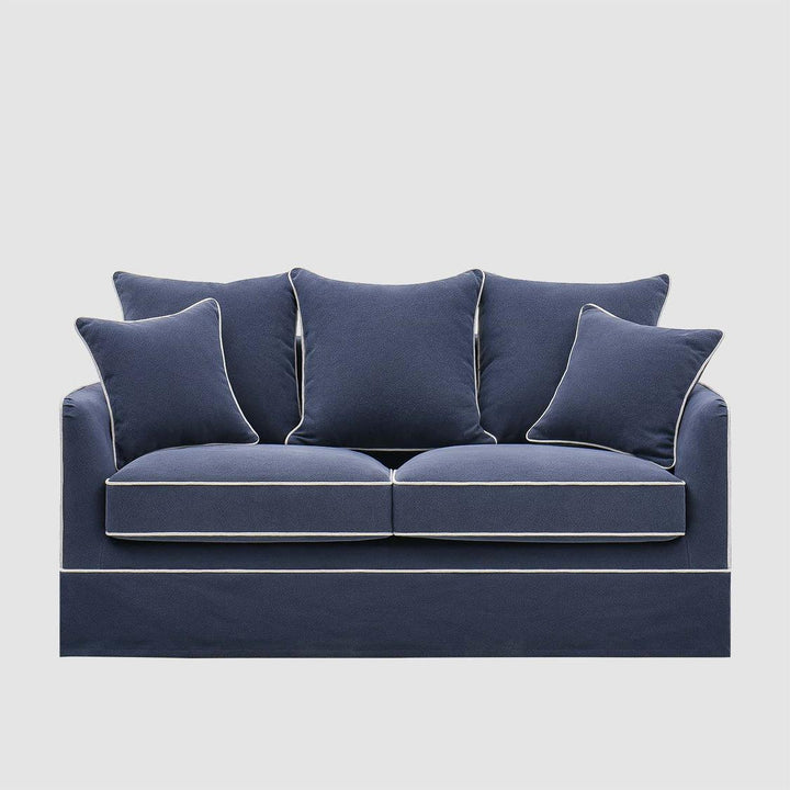 Noosa Hamptons 2 Seat Sofa Bed Noosa Navy W/White Piping