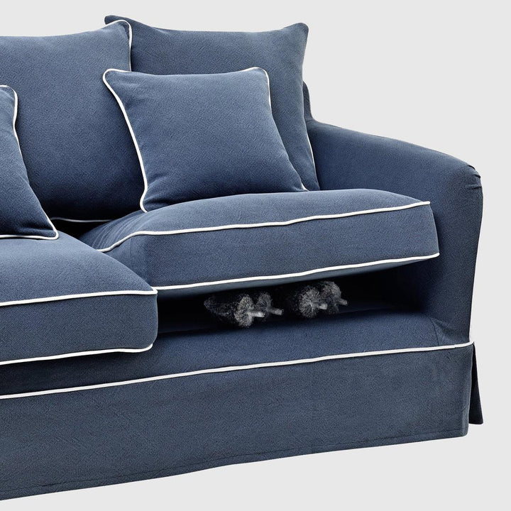 Noosa Hamptons 2 Seat Sofa Bed Noosa Navy W/White Piping