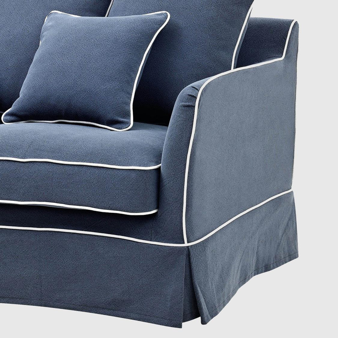 Noosa Hamptons 2 Seat Sofa Bed Noosa Navy W/White Piping