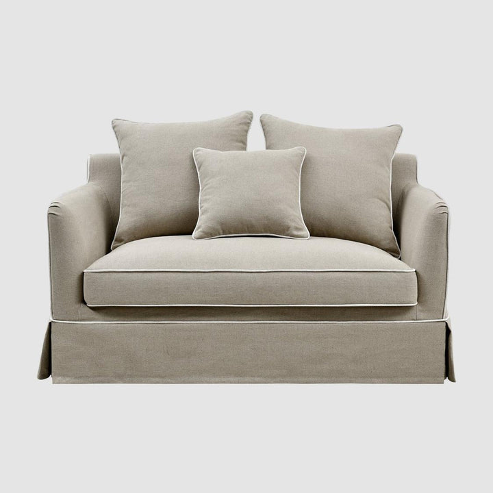 Noosa Hamptons 1.5 Seat Sofa Bed Natural W/White Piping