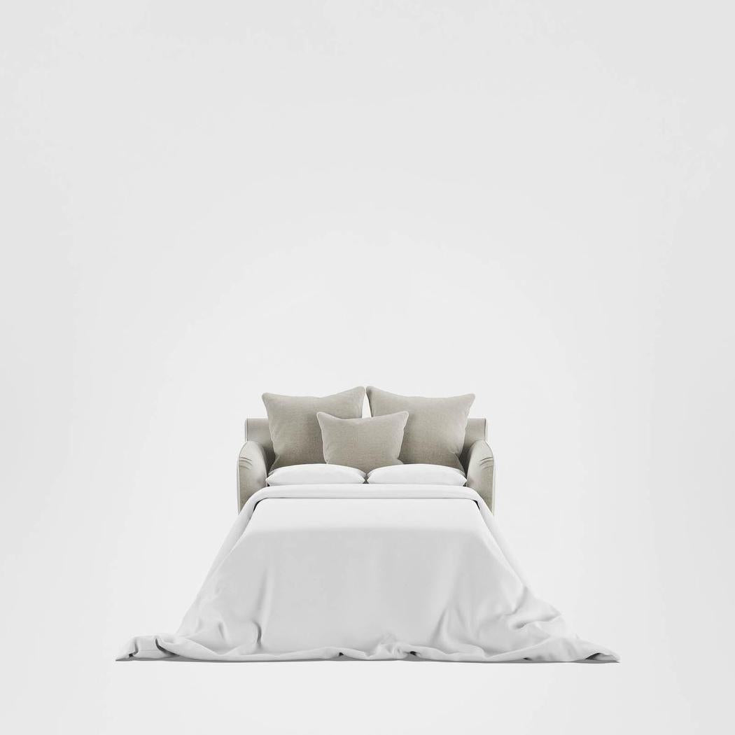 Noosa Hamptons 1.5 Seat Sofa Bed Natural W/White Piping