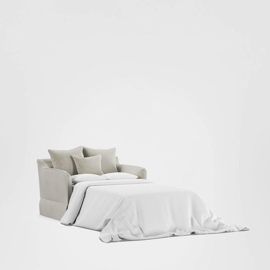 Noosa Hamptons 1.5 Seat Sofa Bed Natural W/White Piping