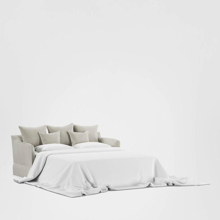 Noosa Hamptons 2.5 Seat Sofa Bed Natural W/White Piping