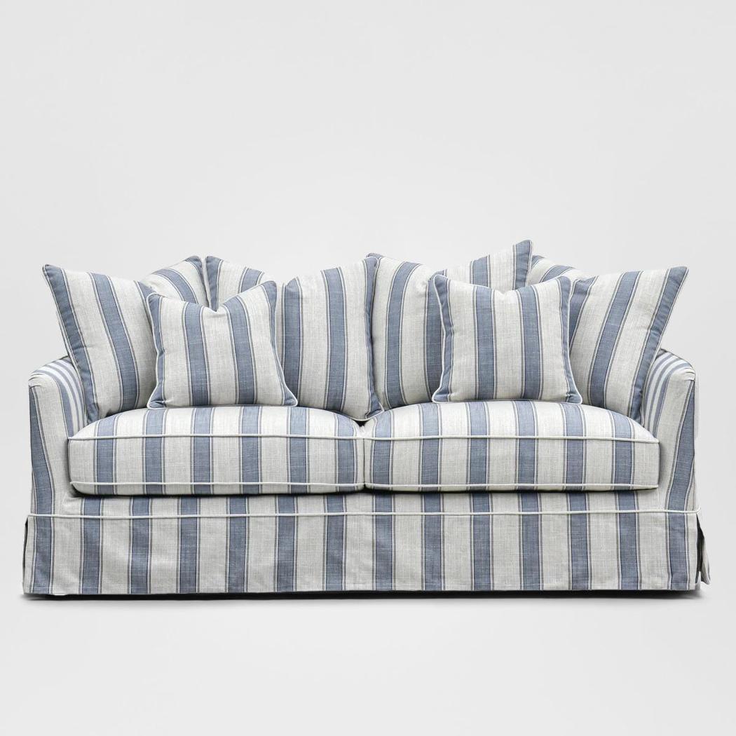 Noosa Hamptons 3 Seat Sofa Blue Sky Stripe