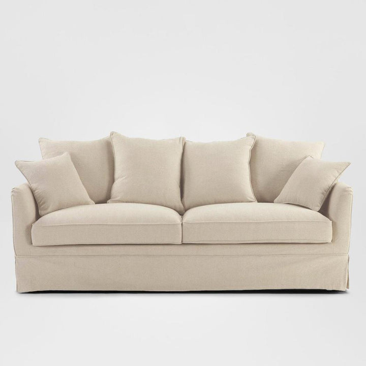 Noosa Hamptons 3 Seat Sofa Beige Linen Blend