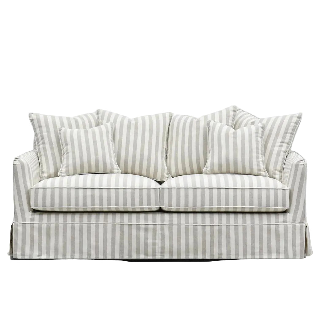 Noosa Hamptons 3 Seat Queen Sofa Bed Natural Stripe