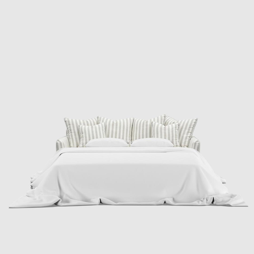 Noosa Hamptons 3 Seat Queen Sofa Bed Natural Stripe
