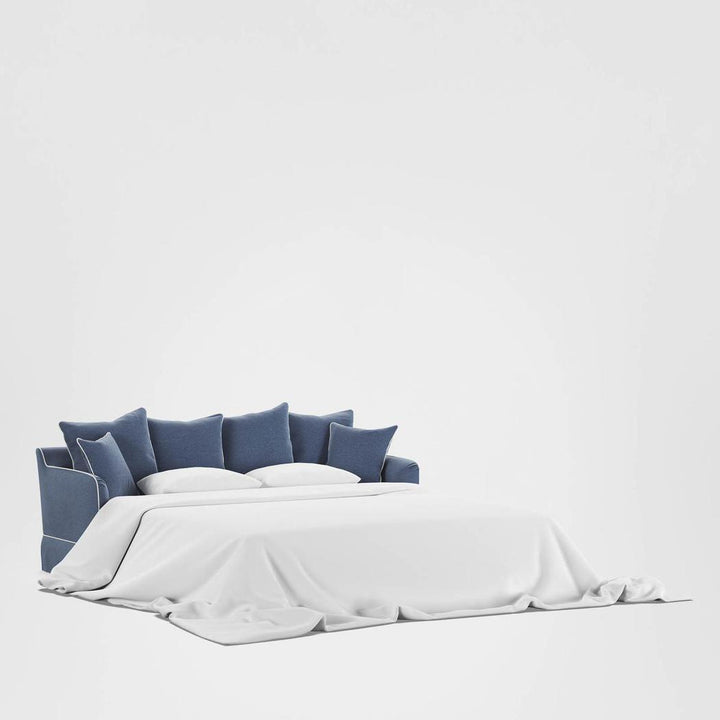 Noosa Hamptons 3 Seat Queen Sofa Bed Navy W/White Piping