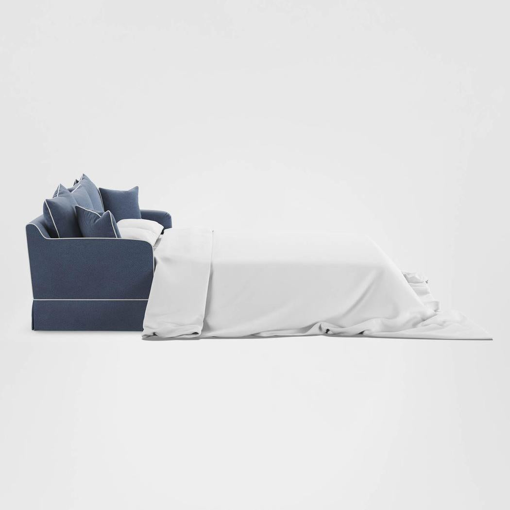 Noosa Hamptons 3 Seat Queen Sofa Bed Navy W/White Piping