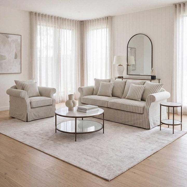 Avalon Hamptons Armchair Stone Stripe