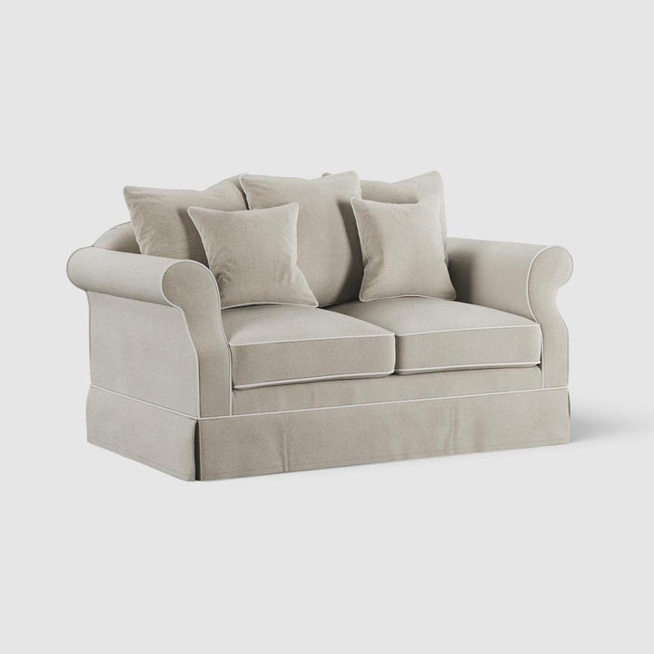 Avalon Hamptons 2 Seat Sofa Natural W/White Piping