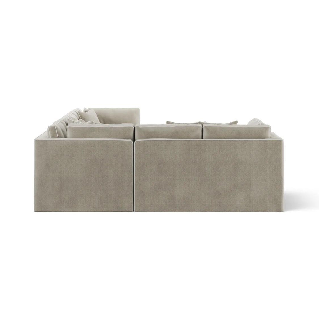 Marbella Modular Sofa Natural with White Piping - Left Facing