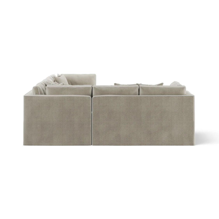 Marbella Modular Sofa Natural with White Piping - Left Facing