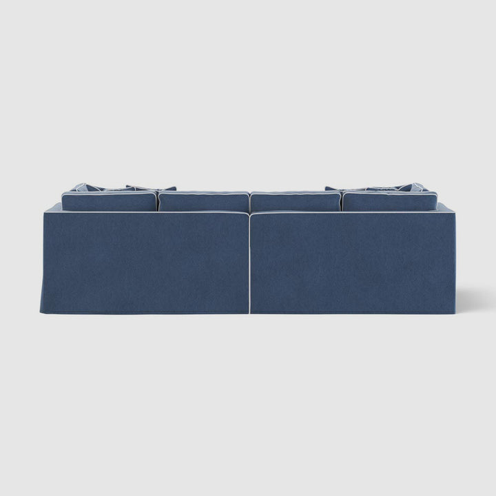 Marbella 4 Seat Sofa Navy W/White Piping
