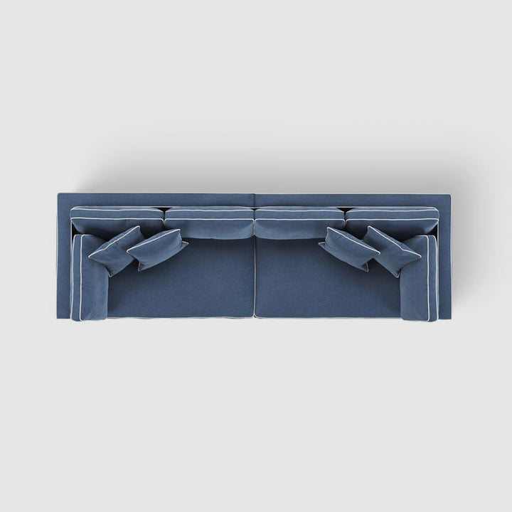 Marbella 4 Seat Sofa Navy W/White Piping