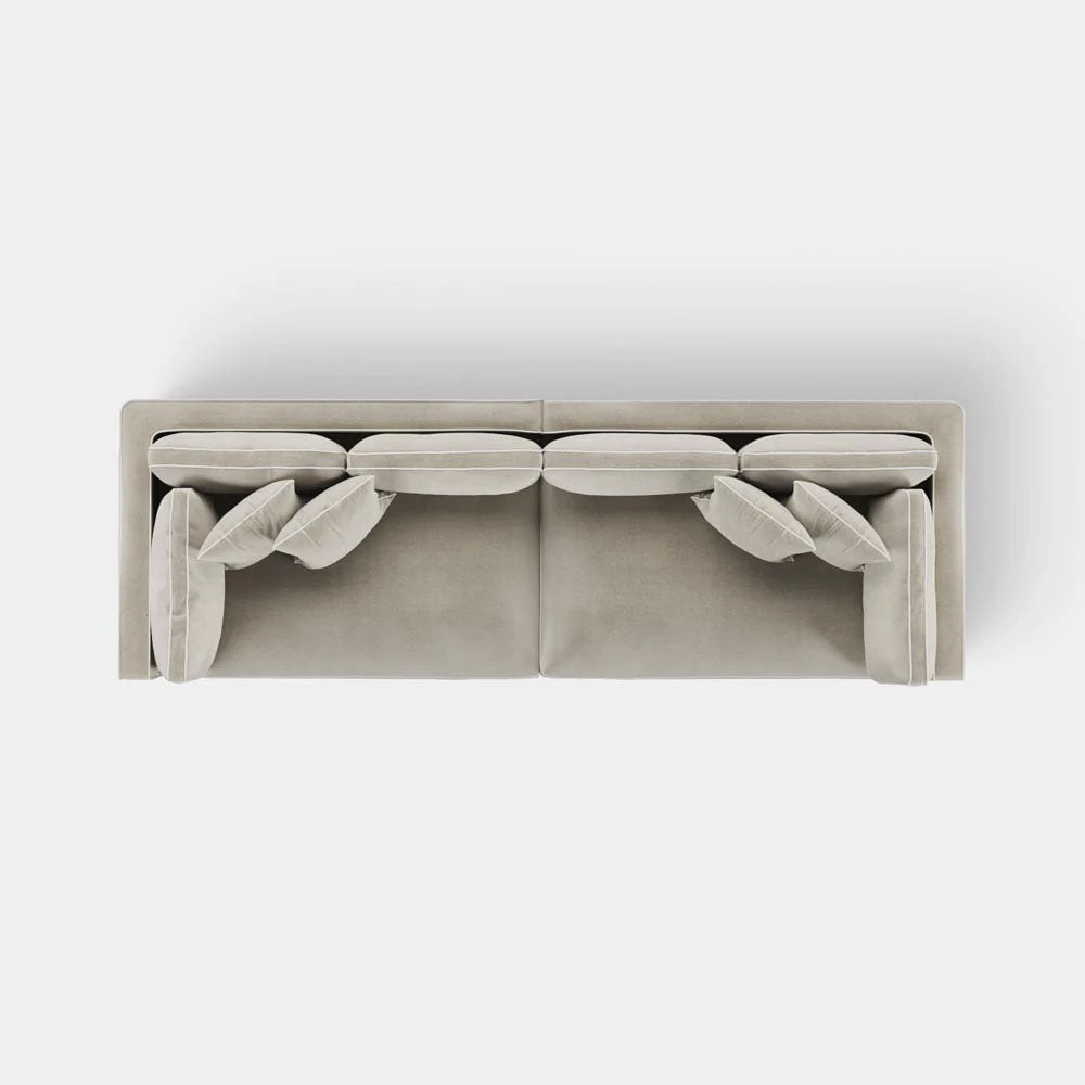 Marbella 4 Seat Sofa Natural with White Piping
