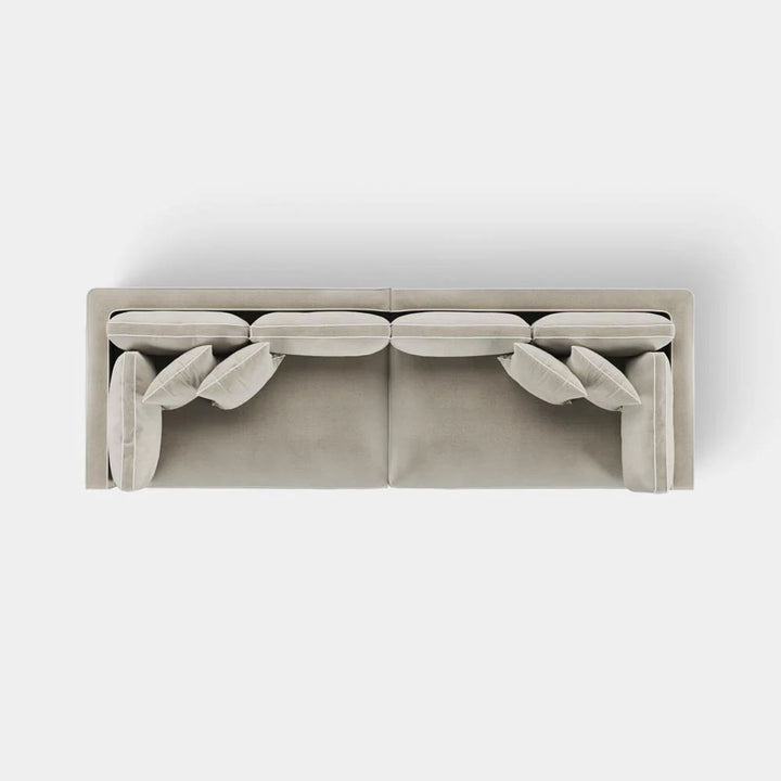 Marbella 4 Seat Sofa Natural with White Piping