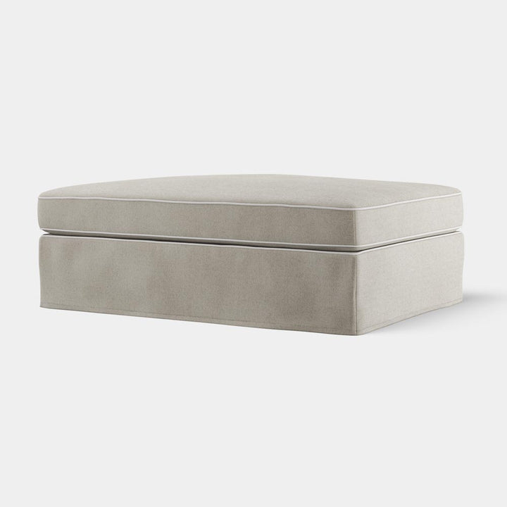 Marbella Ottoman Natural with White Piping
