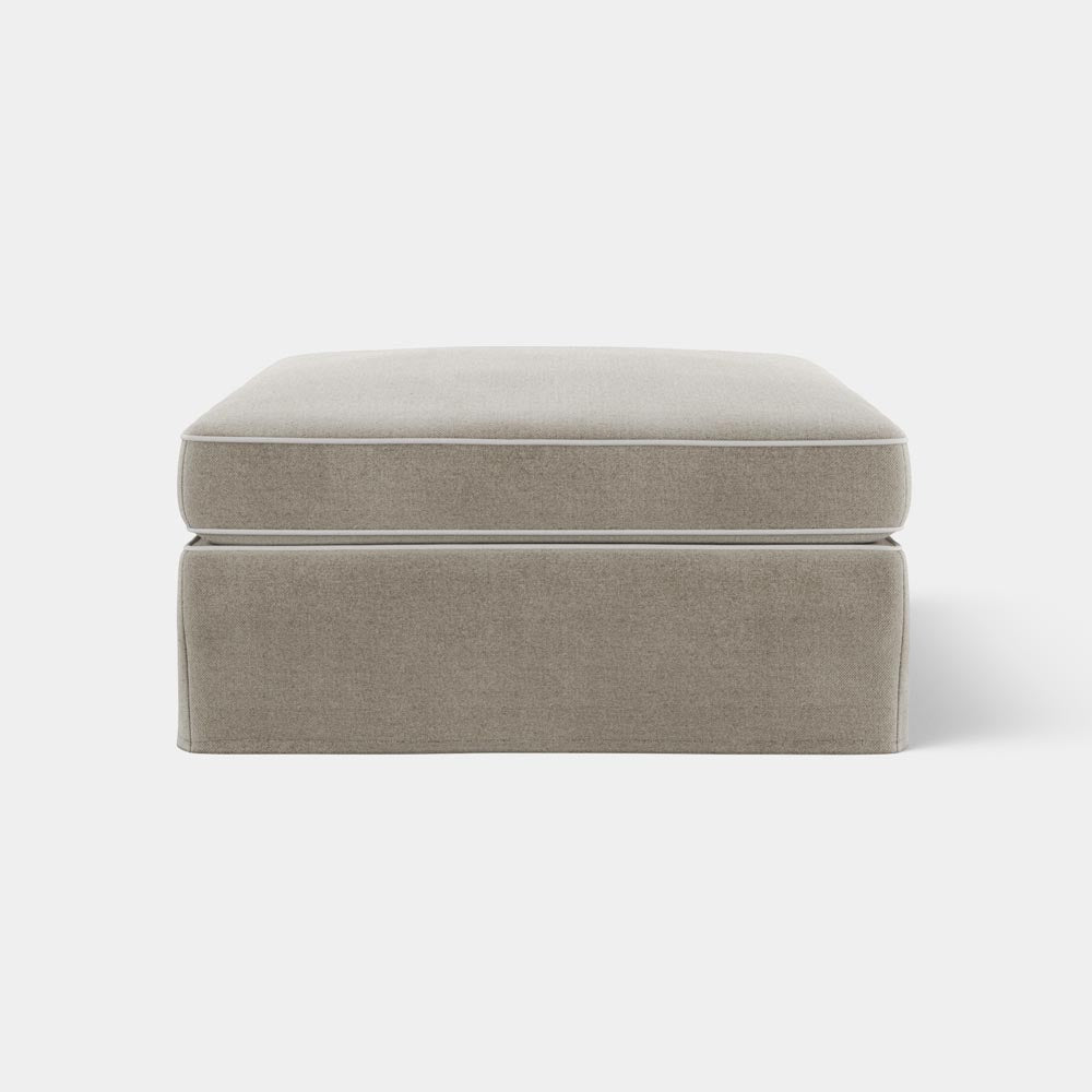 Marbella Ottoman Natural with White Piping