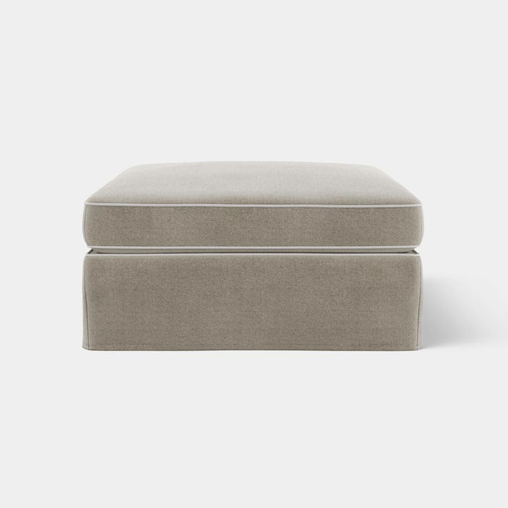 Marbella Ottoman Natural with White Piping