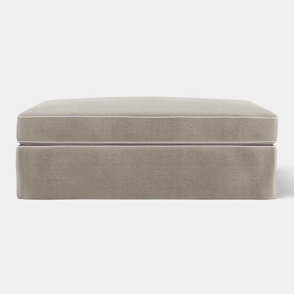 Marbella Ottoman Natural with White Piping