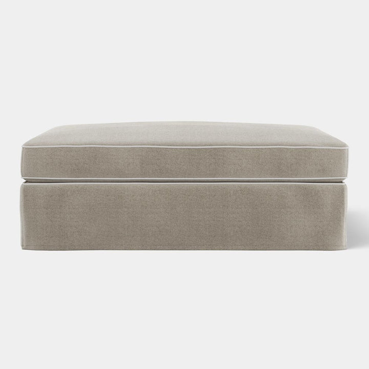 Marbella Ottoman Natural with White Piping