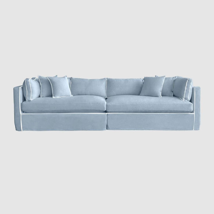 Marbella Modular 4 Seater Sofa Reversible Ottoman Chaise Beach W/White Piping