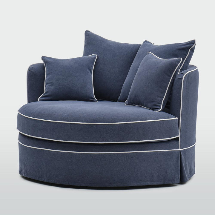 Noosa Hamptons Snuggle Chair Navy with White piping*
