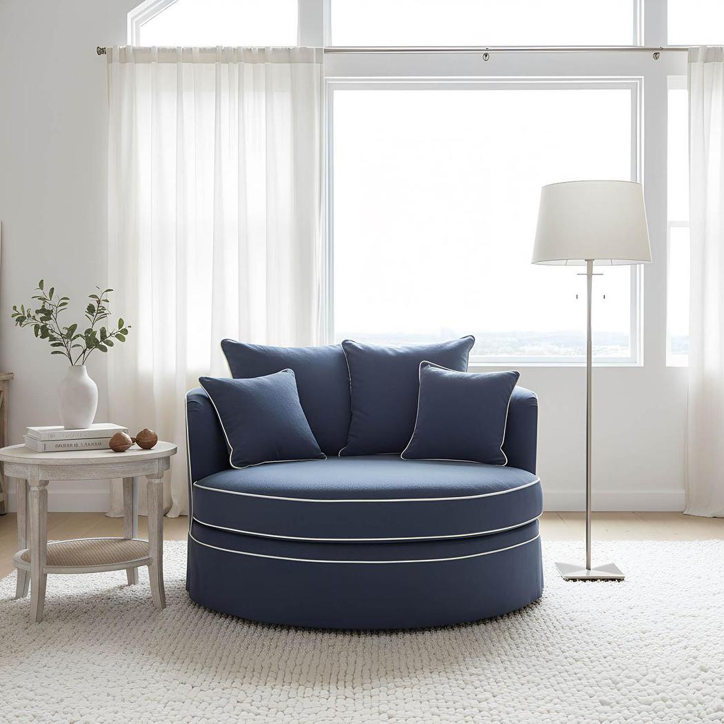 Noosa Hamptons Snuggle Chair Navy with White piping*