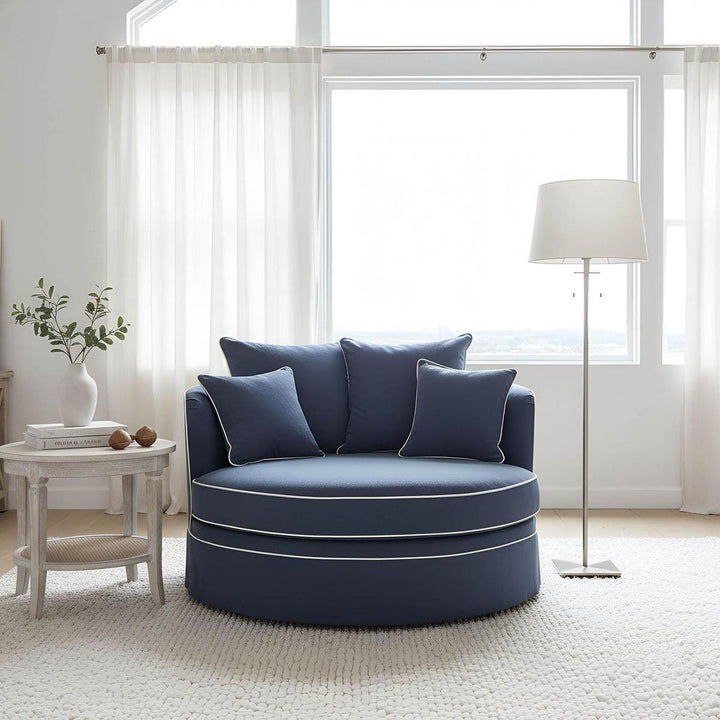 Noosa Hamptons Snuggle Chair Navy with White piping*