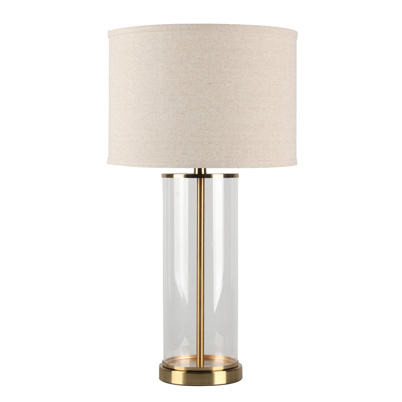 Prescott Table Lamp - Brass w Natural Shade